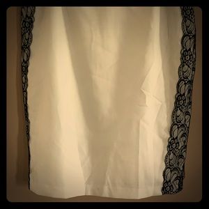 Isabella Suits White Pencil Skirt With Black Lace